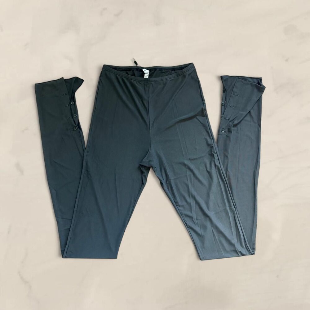 Joah Brown Split Hem Leggings Black button closure size medium NEW